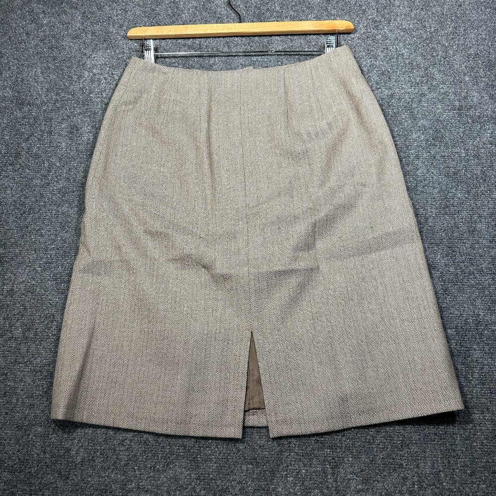 Harve Benard Sport Skirt Womens 10 Brown Wool Herringbone Back Vent Lined Zip